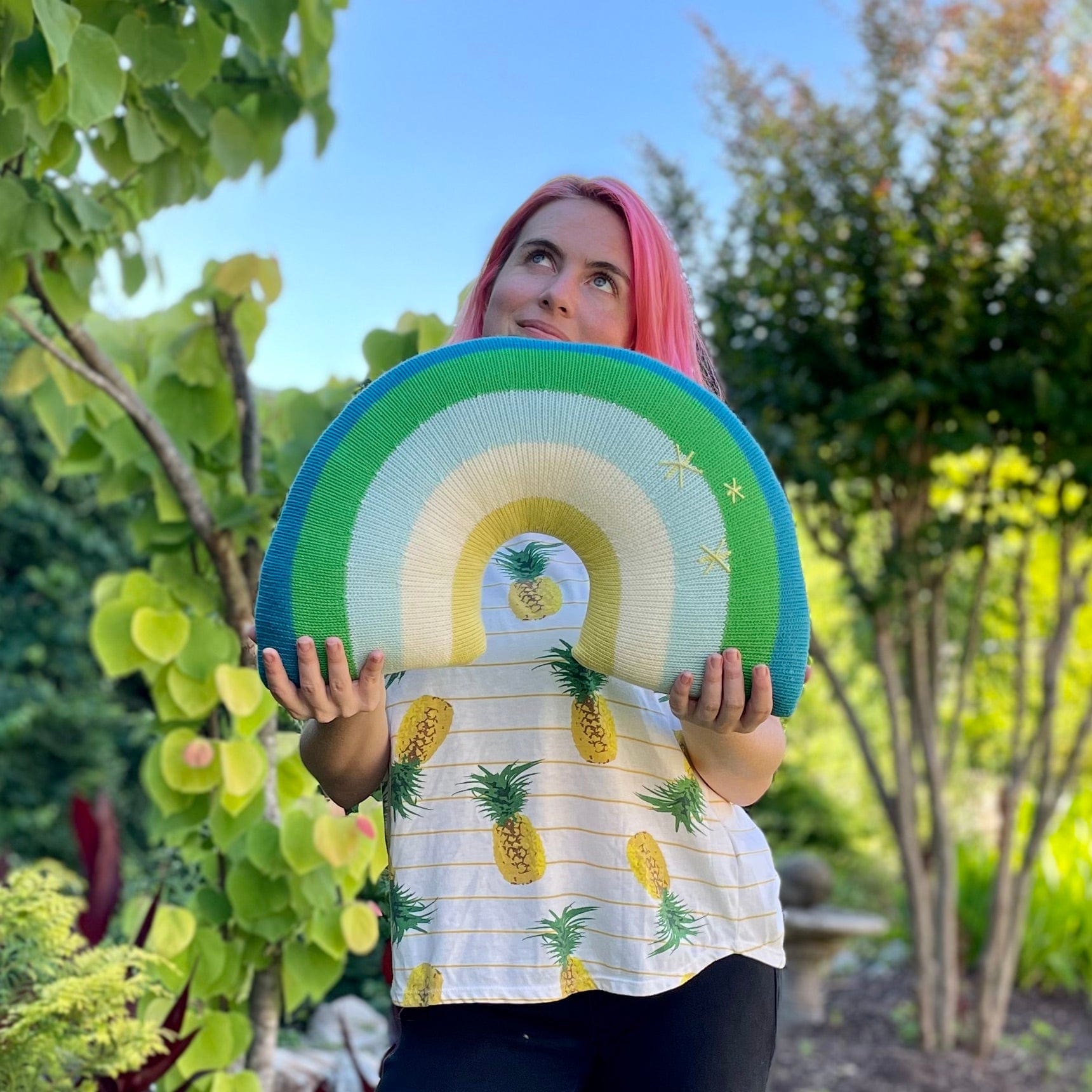 Rainbow Pillow Blue