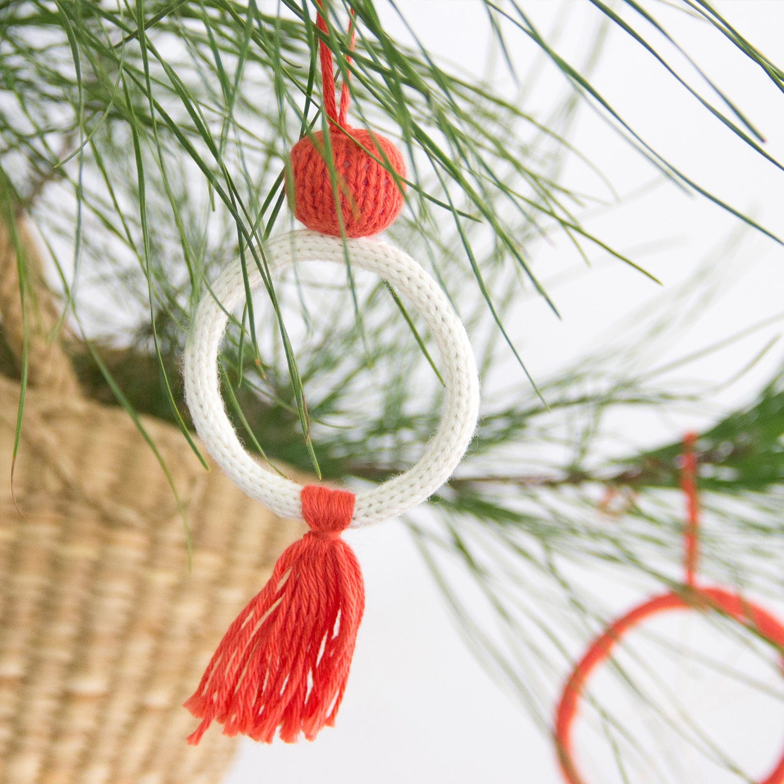 Holiday Ornaments Abstract Red & White Set (4pcs)