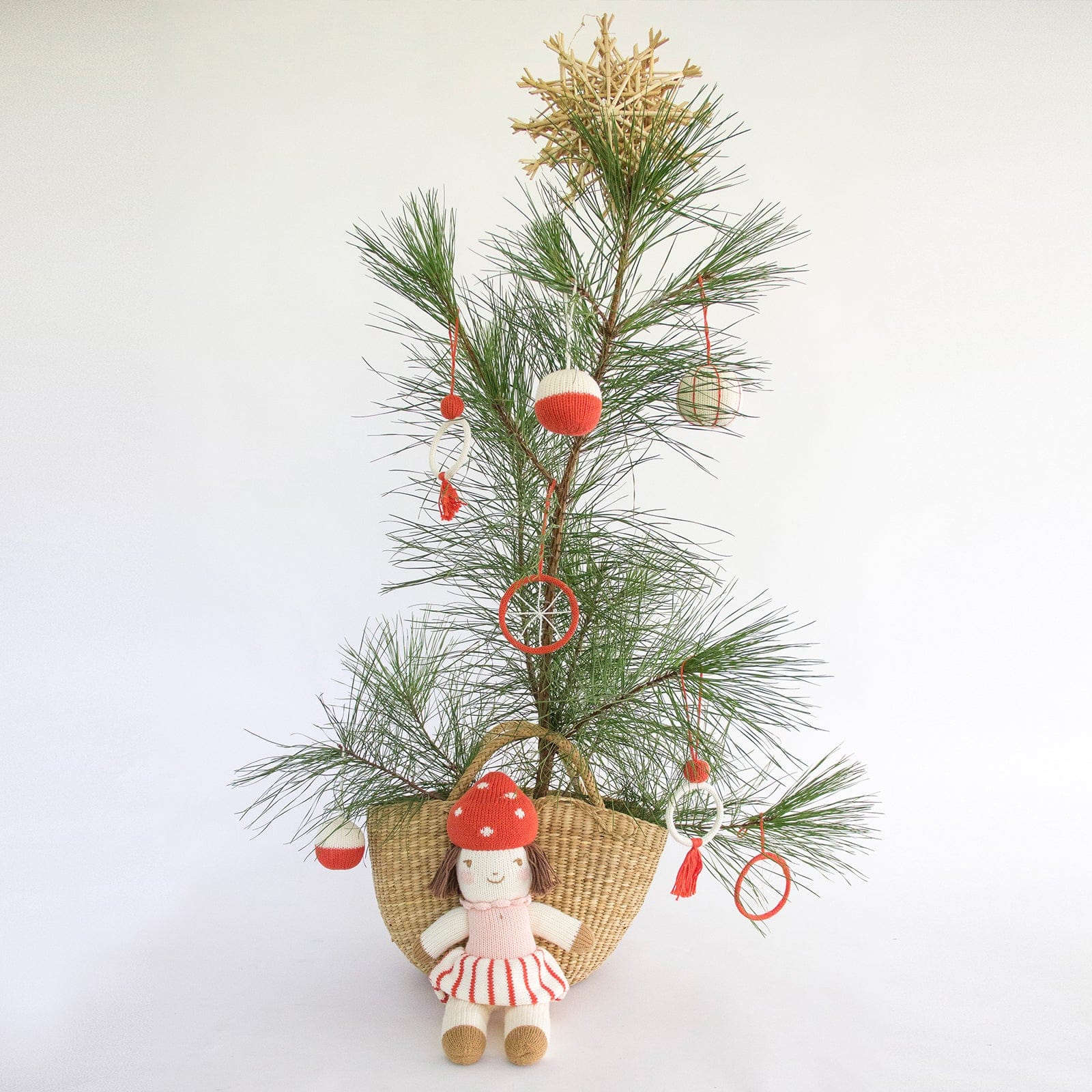 Holiday Ornaments Abstract Red & White Set (4pcs)