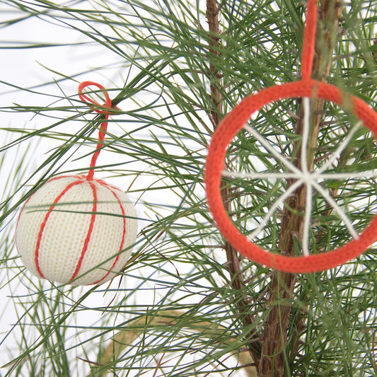 Holiday Ornaments Abstract Red & White Set (4pcs)
